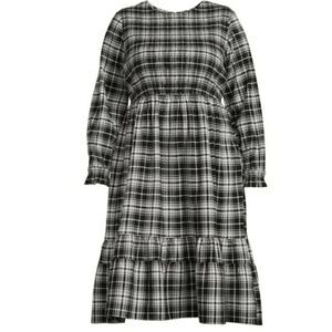Terra & Sky Women's Plus Size Tiered Peasant Maxi Dress Plaid 4X